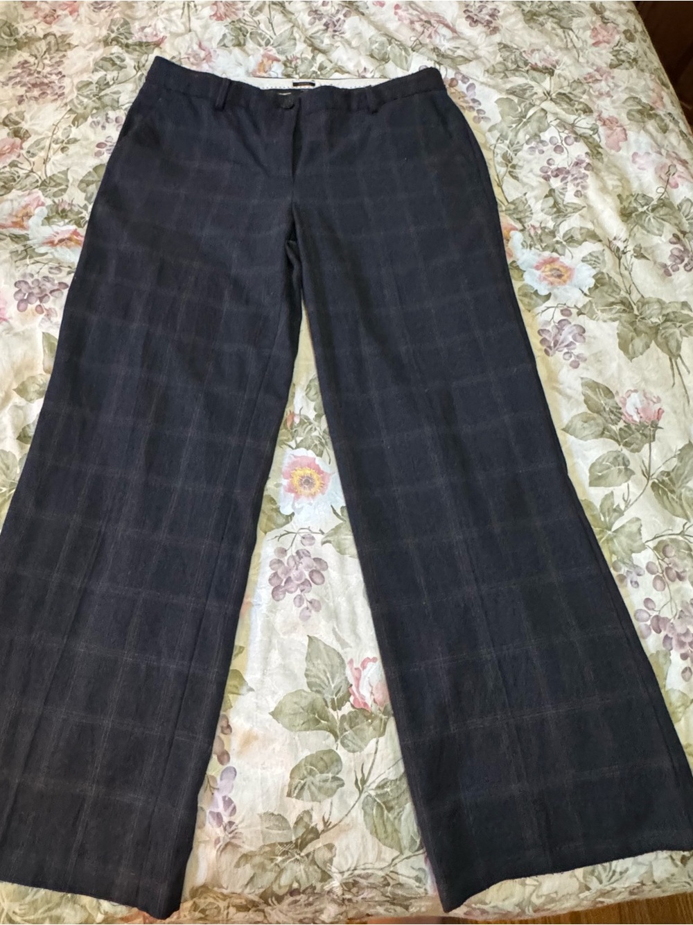 Talbots Windsor Women’s 10 Gray Plaid Wool Blend Straight Leg Dress Pants